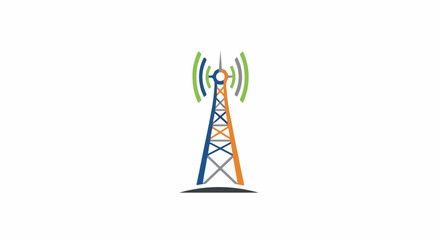 Fototapeta premium A colorful communication tower emits signals, symbolizing connectivity and data