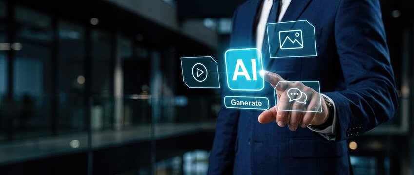 Ai technology interaction in a modern office space business environment digital content creation high-tech viewpoint innovation concept for future growth