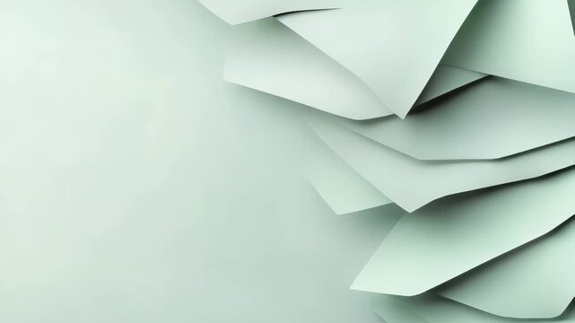 Several sheets of paper are stacked and arranged in different angles. The arrangement changes and piles look neat. The lighting in the room shows clear details of the paper