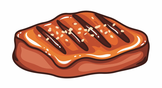 A delicious, glistening pastry with grill marks and sprinkled seeds on top