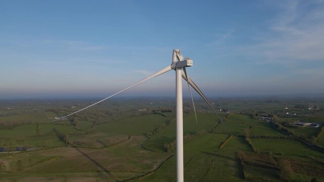 Drone footage of broken blade on large wind turbine in Ireland