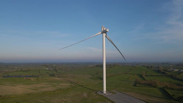Drone footage of severely damaged broken wind turbine in Ireland