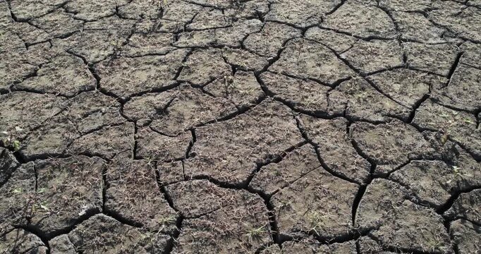 Drought dry land with cracked soil