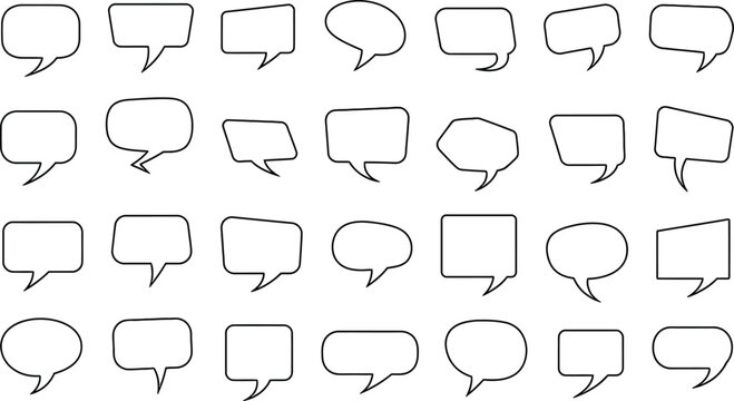 Collection of various speech bubbles isolated on transparent background