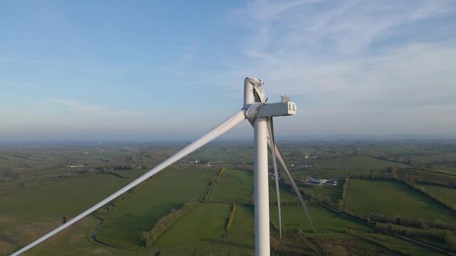 Severely damaged broken wind turbine