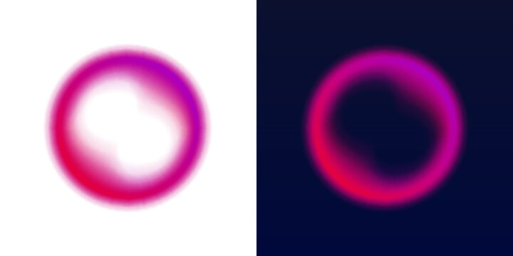 Bright neon ring shines in dark cosmic background space. Light waves flow smoothly in circular pattern. PNG abstract futuristic circle set.