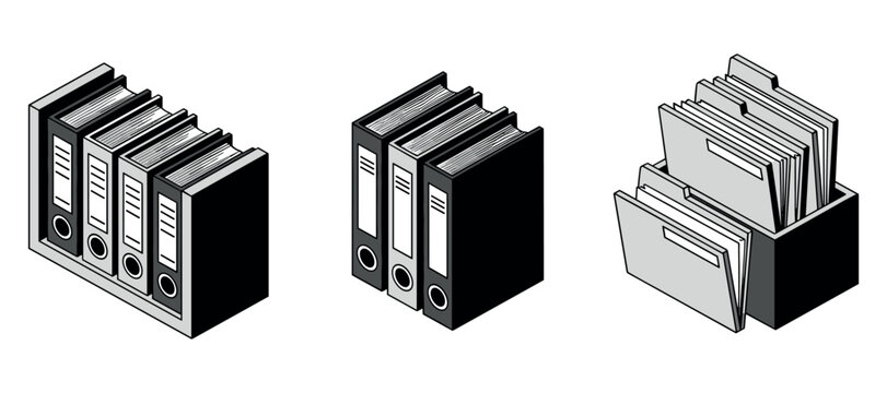 Office binders and folders organized on desktop storage box