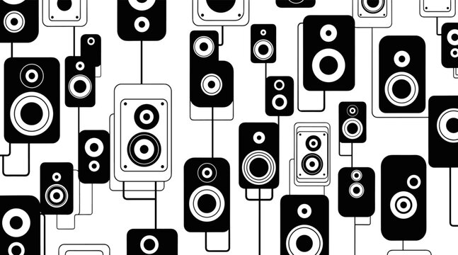 Speaker and woofer icons repeated in grid audio layout, no seamless