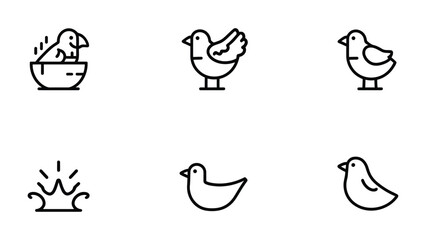 Obraz premium Charming bird vector graphics, minimal style for nature icons set: Collection of simple vector line art images, ideal for minimalist designs and creative nature-related projects.