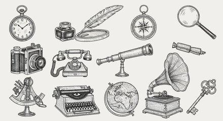 A Collection of Historical Items in Illustration Style © azeem