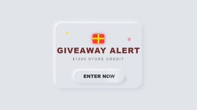 Modern Giveaway Alert Neumorphic Banner Design Offering One Thousand Dollars Store Credit For Online Shopping