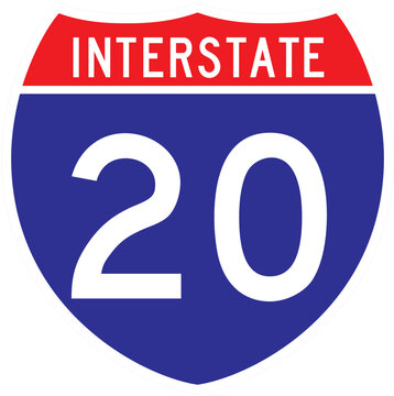 INTERSTATE 20 SIGN, ROAD SIGN INTERSTATE GLOSSY VECTOR