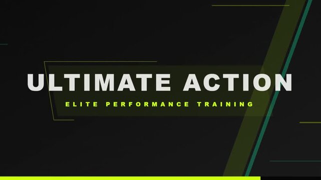 Modern cinematic sports title graphic with white and green text for elite action performance training