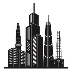 Fototapeta premium industrial style skyscraper skyline silhouette with functional architecture