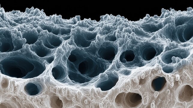Detailed Capture of Material Surface Under Electron Microscope Imaging