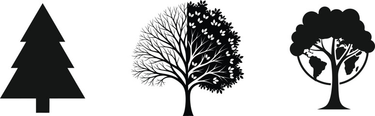 Obraz premium Split tree illustration half bare half leafy