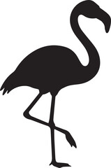 Fototapeta premium A cute pink flamingo vector illustration featuring a cartoon bird silhouette with a long beak and feathers standing in nature as a wild animal design element