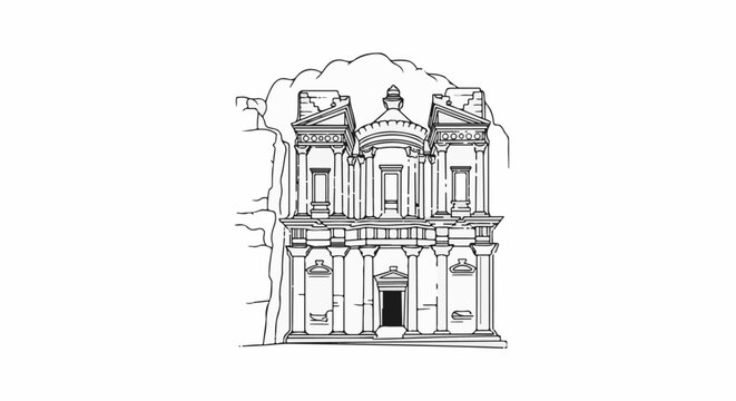 Ancient stone facade with intricate carvings and layered architectural elements