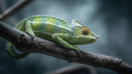 Fototapeta premium Lizard resting on a branch in nature