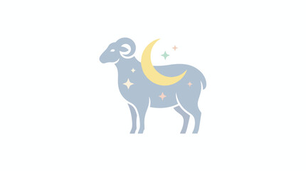 Fototapeta premium Eid Al-Adha Ram Illustration Crescent Moon Stars Symbol Vector Graphic for Islamic Holiday Celebrations
