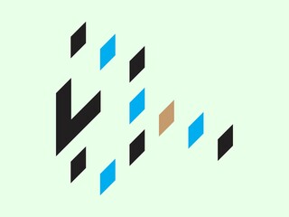 Fototapeta premium Abstract Geometric V Letter Logo with Pixelated Data Visualization Style