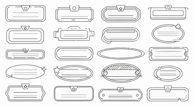 Collection of hand-drawn, outline-style frames and text boxes