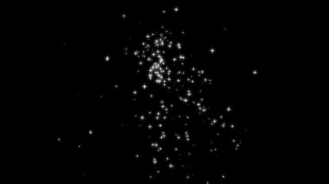 Star sparkle vector doodle shining light on black background, blinking cartoon stars, looping animation twinkling stars shining in the night sky, 2D shining twinkle effect, magic tail sparkling star.
