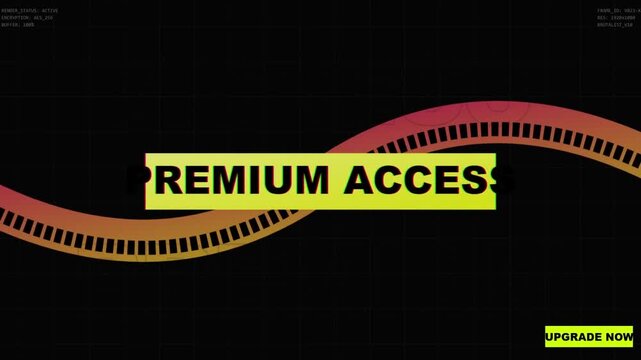 Futuristic software subscription screen featuring premium access and upgrade options.