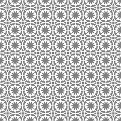Fototapeta premium Geometric Floral Tile Seamless Pattern White on Grey Background