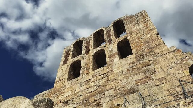 Odeon of Herodes Atticus, Acropolis, Athens, Greece. The Odeon of Herodes Atticus is a stone theatre structure located on the southwest slope of the Acropolis of Athens