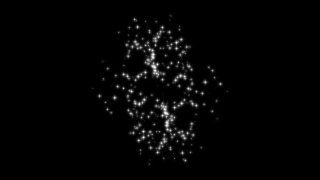 Twinkle stars line glitter sparkles, Star sparkle vector doodle shining light on black background, blinking cartoon stars, looping stars shining, 2D shining twinkle effect, magic tail sparkling star.