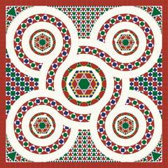 Fototapeta premium Detailed vector illustration of an ancient Romanesque mosaic design.