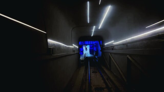 Pov ride at the mount Lycabettus funicular lift in Athens, Greece