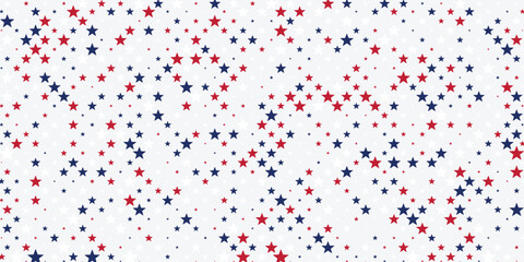 Seamless pattern of red and blue stars on white background © Bayu Pratama
