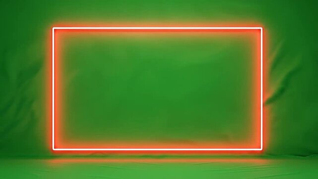 A plain green backdrop with soft lighting and a glowing rectangular frame for text