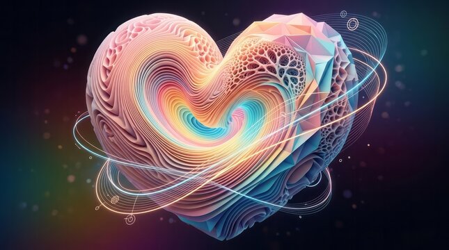 Colorful Abstract Heart Design Heart Colorful Design 3D Patterns Love Creativity. Concept featuring heart, colorful, design, 3d, patterns for professional commercial design.