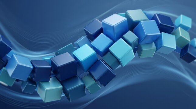 Abstract Blue Cube Composition Blue Cubes 3D Design Wave Pattern Geometry Technology Graphic Design Colorful. Concept featuring blue cubes, 3d design, wave pattern, geometry, technology for profess...