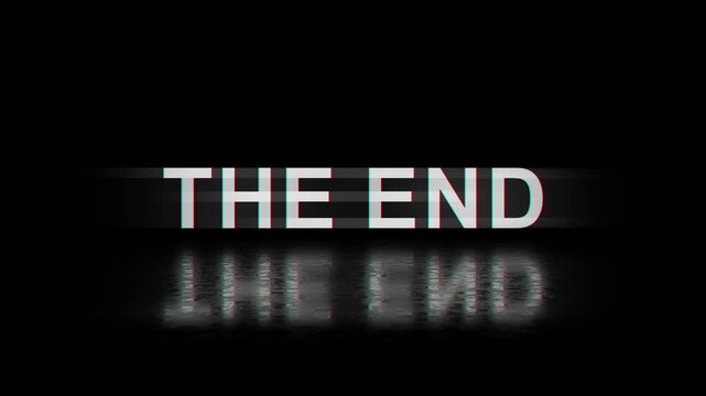 The End Glitch Text Animation with Digital Distortion for Cinematic Outro and Futuristic Visual Effects