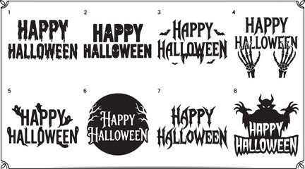 Halloween, Happy Halloween, Vector Icons, Black Illustrations, Spooky Symbols, Holiday Greetings © 2025