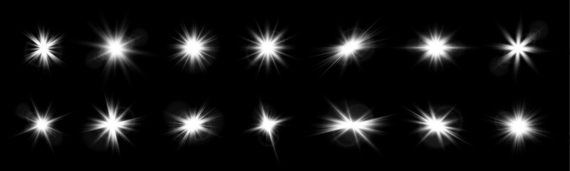 Obraz premium Soft white shimmer floats in darkness. Glowing particles scatter beside the flare. Bright reflections form a sleek digital backdrop.
