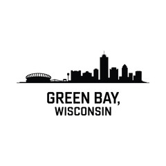 Green Bay Wisconsin Skyline Silhouette with City Name © Md