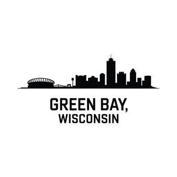 Green Bay Wisconsin Skyline Silhouette with City Name