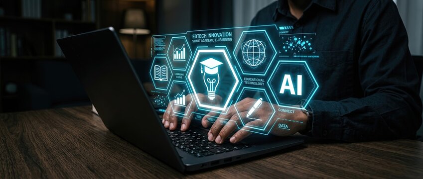 Innovative learning techniques for artificial intelligence modern workspace digital content creation professional environment close-up view educational concept