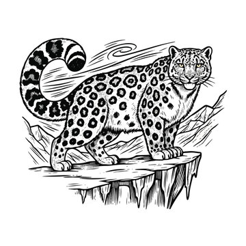 A large spotted wild cat standing.