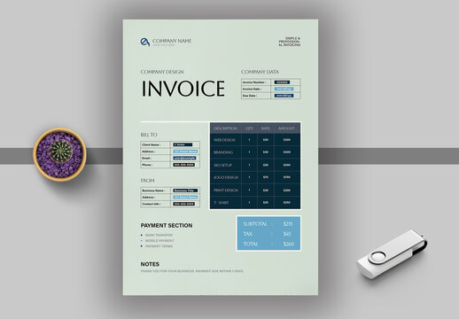 Clean Invoice Template for Business and Corporate Use