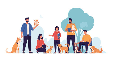Fototapeta premium Diverse Group of People and Dogs Enjoying Outdoor Park Gathering