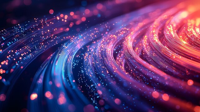 Data wallpaper with optical fiber lights and abstract technology background wallpaper