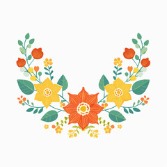 Fototapeta premium Decorative Floral Wreath with Orange and Yellow Flowers