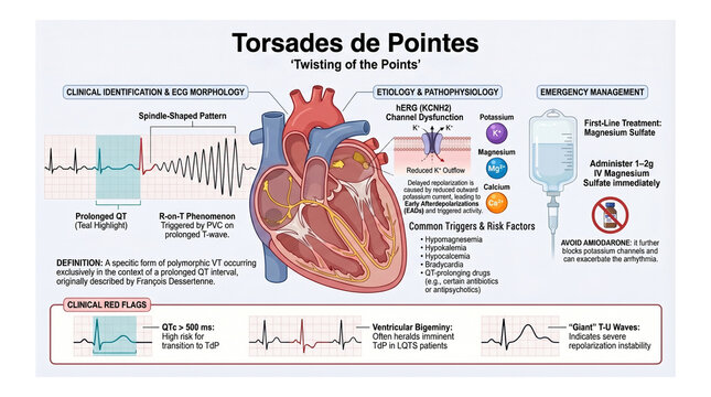Ventricular Tachycardia : -  Torsades de Pointes: ECG Pattern Recognition, Pathophysiology and Emergency Treatment Guide