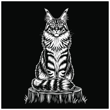 Detailed illustration of a sitting cat.